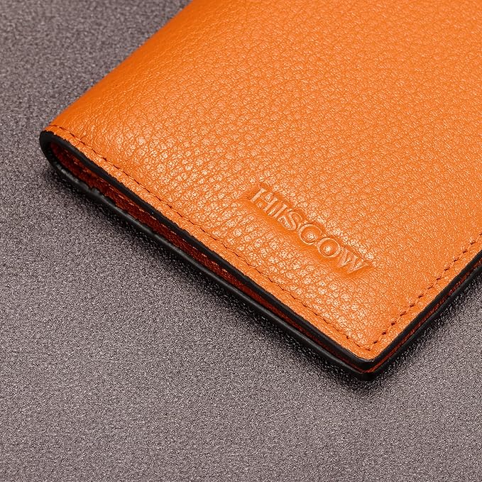Slim Leather Credit Card Holder for Men & Women 8cc, Italian Calfskin (Pebbled Whiskey)