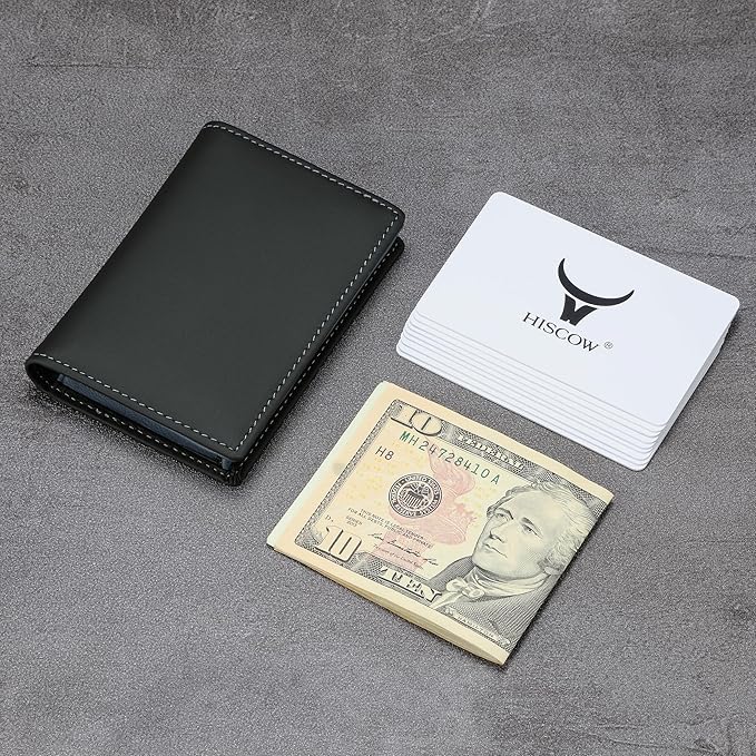 Leather Business Card Case Holder for Men & Women, Italian Calfskin
