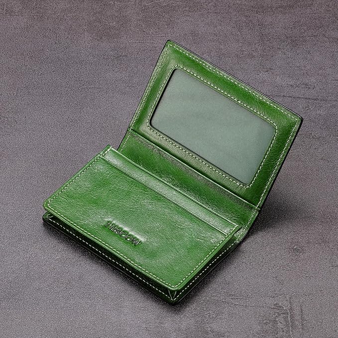 Leather Business Card Case Holder for Men & Women, Italian Calfskin