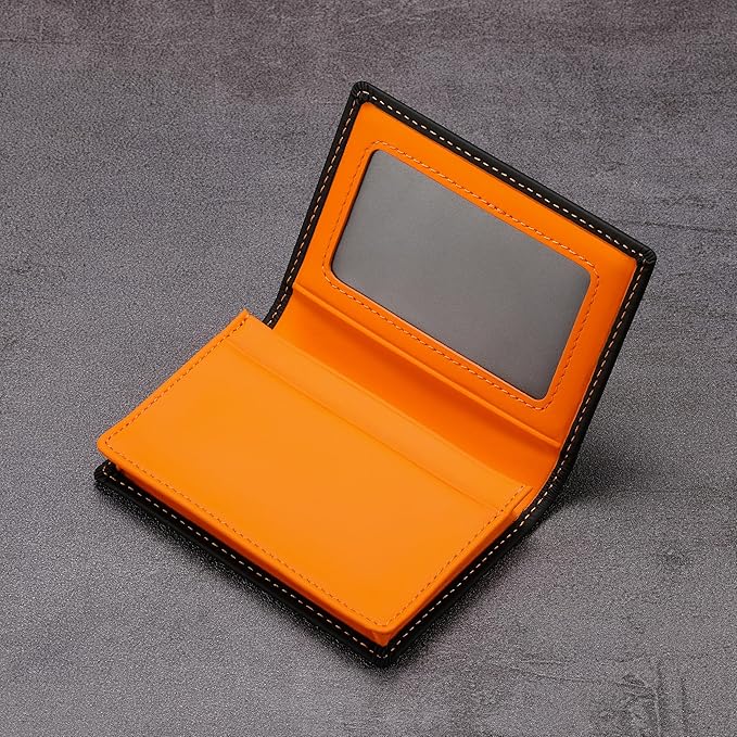 Leather Business Card Case Holder for Men & Women, Italian Calfskin