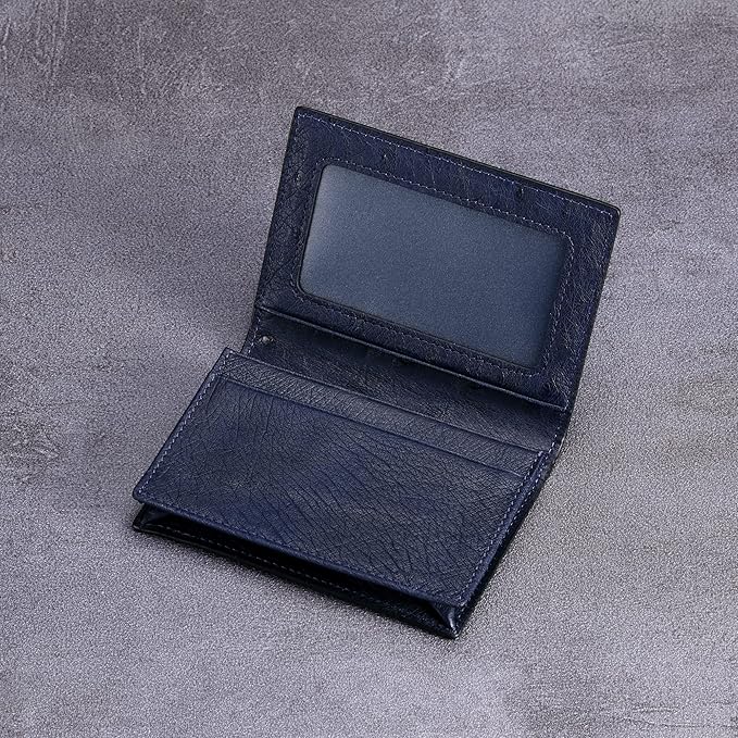 Leather Business Card Case Holder for Men & Women, Italian Calfskin