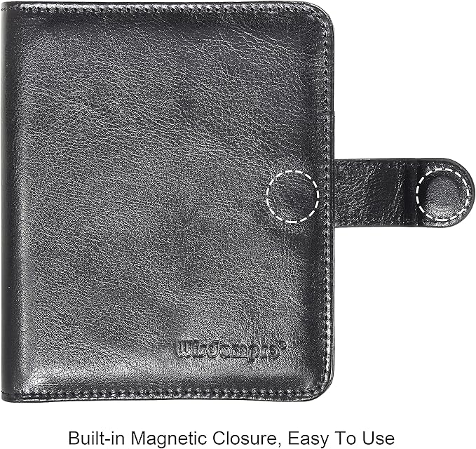Wisdompro Business Card Book Organizer, Premium PU Leather Wallet Name Credit ID Card Holder Case with Magnetic Shut for 64 Business Cards (Build in 64 Card Slot & 14 Small Cells for Memory Cards)