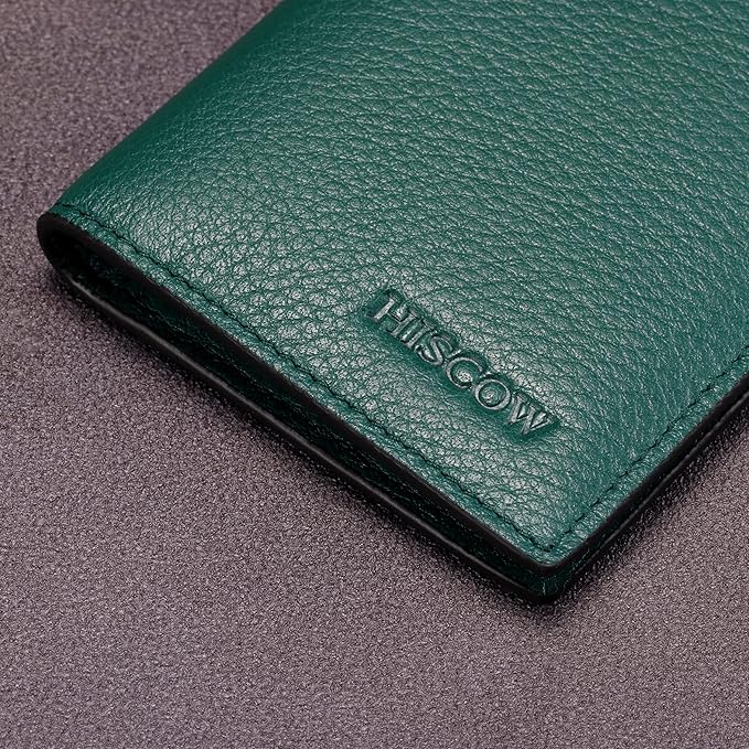 Slim Leather Credit Card Holder for Men & Women 8cc, Italian Calfskin (Pebbled Green)